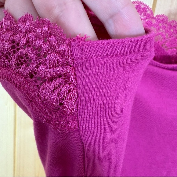 Apostrophe Stretch Womens Y2K Lace Trim Cami Med Pink Coquette Dainty Feminine - Picture 13 of 14